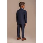 Traje de tweed de 3 piezas a cuadros azul marino para niño, corte entallado, para boda - Knighthood Store