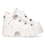 Botas moteras punk góticas de cuero blanco metalizado New Rock 106N-S8 - Tienda Knighthood