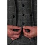 Blazer grigio da uomo in tweed a spina di pesce, misto lana - Knighthood Store