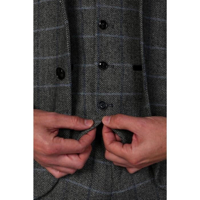 Blazer grigio da uomo in tweed a spina di pesce, misto lana - Knighthood Store
