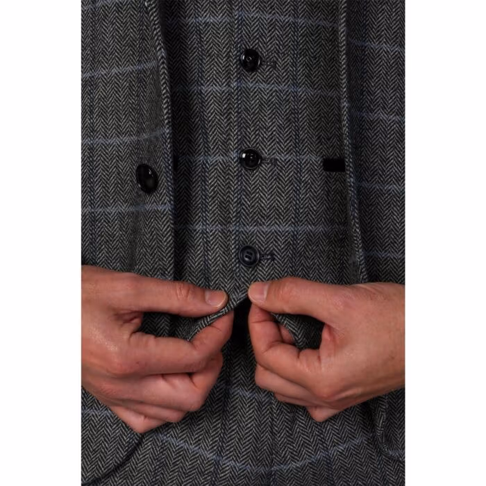 Men's Grey Blazer Tweed Herringbone Wool Blend Sport Coat - Knighthood Store