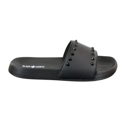 Mens Black White Stripes Spikes Flip Flops Slippers Summer Beach Casual Walking - Knighthood Store