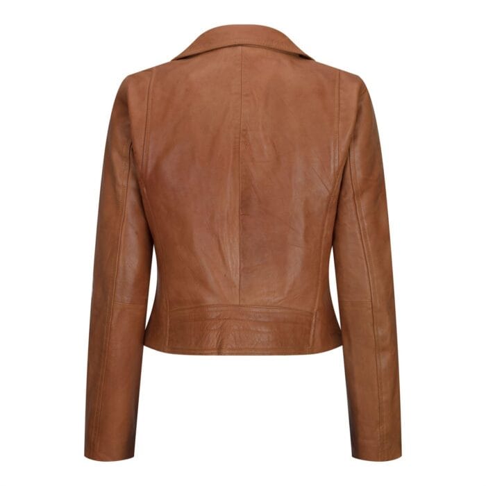 Damen Echtleder Bikerjacke Cross Zip Soft Slim Fit Brando Hellbraun Braun Schwarz Rot Gelb - Knighthood Store
