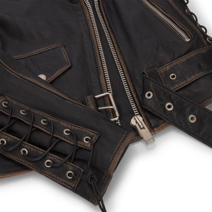 Women's Leather Jacket Live To Ride Cross Zip Cow Hide Brando Biker Motorcycle - Knighthood Store