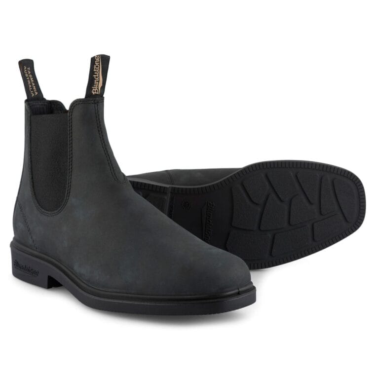 Bota Chelsea Blundstone 1308 de piel negra rústica con punta cincelada - Knighthood Store