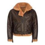 Veste d'hiver vintage zippée en peau de mouton véritable marron pour femme, avec ceinture en fourrure de chameau - Knighthood Store