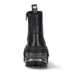 New Rock Boots WALL083C-S4 Unisex Metallic Schwarze Leder Plateau Gothic Stiefel - Knighthood Store