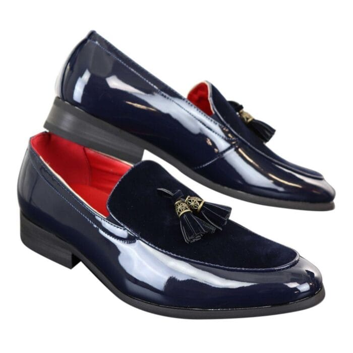 Mocasines de conducción para hombre, de piel sintética brillante, con borlas y charol, estilo informal elegante - Knighthood Store