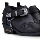 Mens Genuine Leather Western Shoes Croc Snake Pattern Metal Chain Belt Cuban Heel Dancing - Knighthood Store