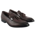 Mocassini da uomo in pelle foderati, slip-on, con nappe, scarpe formali - Knighthood Store
