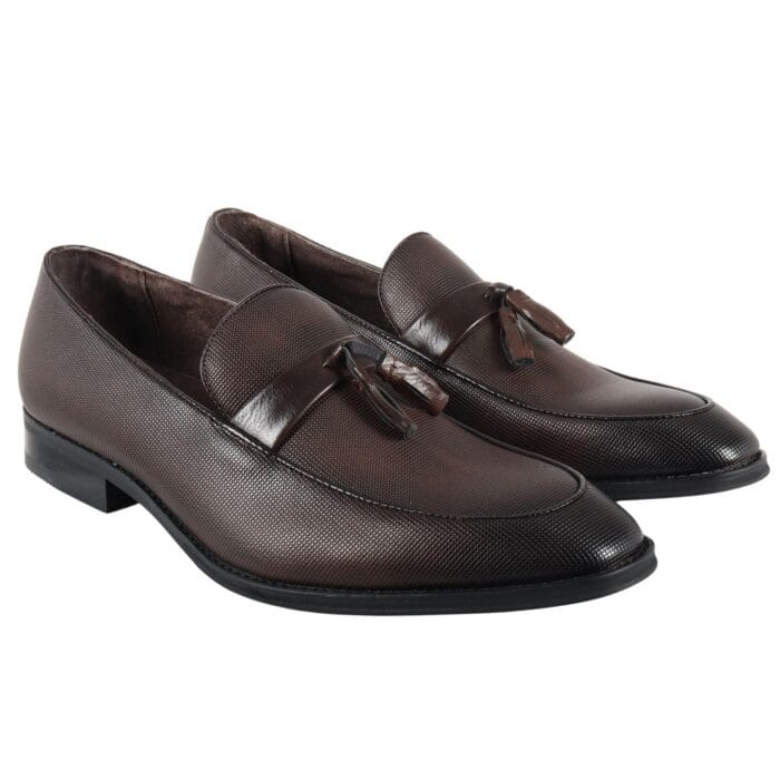 Mocassini da uomo in pelle foderati, slip-on, con nappe, scarpe formali - Knighthood Store