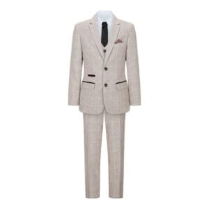 Abito da ragazzo a quadri in tweed beige marrone, 3 pezzi, stile vintage retrò classico - Knighthood Store