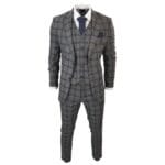 Costume 3 pièces gris foncé à carreaux pour homme - Tenue de soirée - Knighthood Store