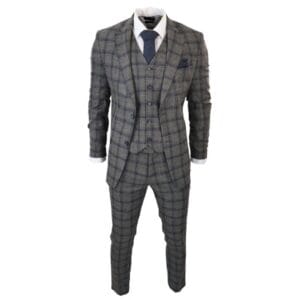 Abito da uomo a quadri grigio scuro, 3 pezzi, elegante e formale - Knighthood Store
