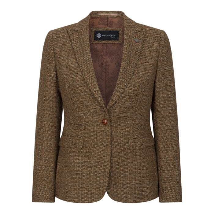 Damen Blazer Braun Tweed Tailored Fit Formelle Jacke - Knighthood Store