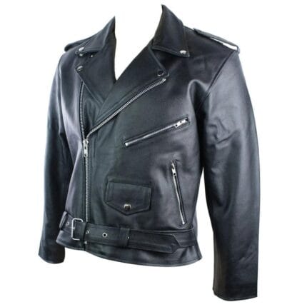 Chaqueta motera clásica retro de cuero auténtico estilo Brando para hombre 100%, color negro - Knighthood Store