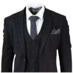 Abito da uomo nero 3 pezzi, classico, corto, regolare, lungo, elegante, formale, su misura - Knighthood Store
