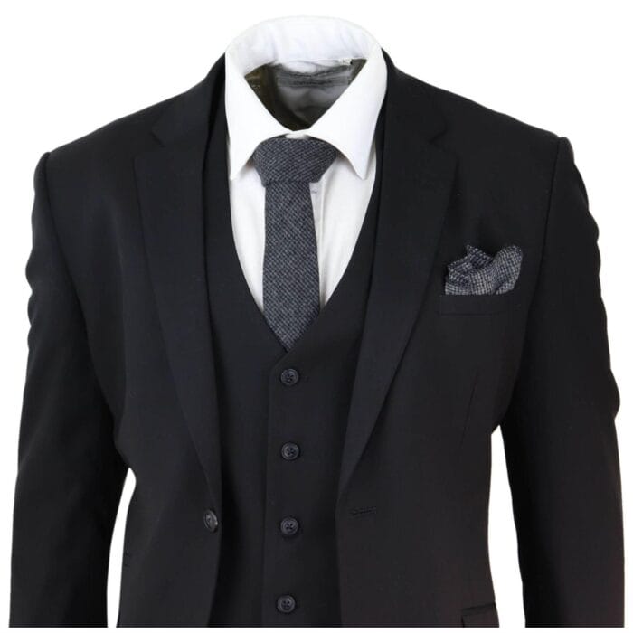 Abito da uomo nero 3 pezzi, classico, corto, regolare, lungo, elegante, formale, su misura - Knighthood Store
