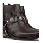 Bottines de cowboy en cuir véritable pour homme, style western, avec chaîne et talon - Knighthood Store