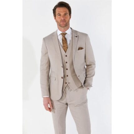 Herren Blazer Beige Birdseye Sportmantel Tailored Fit Sommeranzugjacke - Knighthood Store