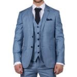 Mens Light Blue Sky 3 Piece Suit Classic Stitch Wedding Summer Prom Classic - Knighthood Store