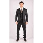 Mens Blue 3 Piece Suit Tan Check Classic Wedding Prom Peaky Tweed Vintage - Knighthood Store