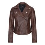 Damen Echtleder Bikerjacke Cross Zip Soft Slim Fit Brando Hellbraun Braun Schwarz Rot Gelb - Knighthood Store