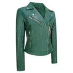 Damen Echtleder Bikerjacke Cross Zip Soft Slim Fit Brando Hellbraun Braun Schwarz Rot Gelb - Knighthood Store