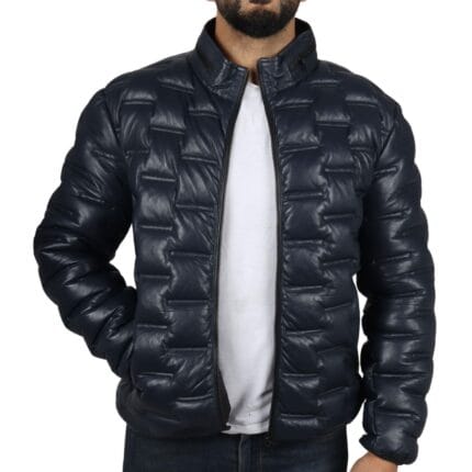 Giacca trapuntata in vera pelle da uomo, casual, lunghezza vita - Knighthood Store