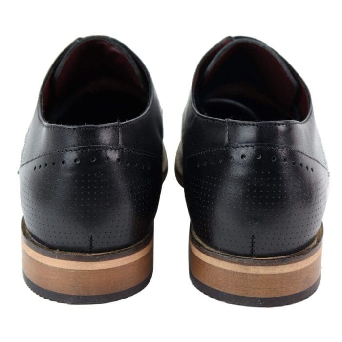 Zapatos casuales elegantes de cuero auténtico para hombre, para oficina, boda, con cordones, estilo brogue sencillo - Knighthood Store