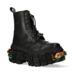 New Rock Boots WALL83CCT-S8 Unisex Metallic Black Leather Platform Gothic Boots - Knighthood Store