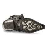 Bottes de cowboy western New Rock M-7993-s1 en cuir noir avec boucle - Knighthood Store