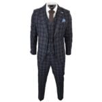 Costume 3 pièces bleu marine à carreaux pour homme - Tenue de soirée - Knighthood Store