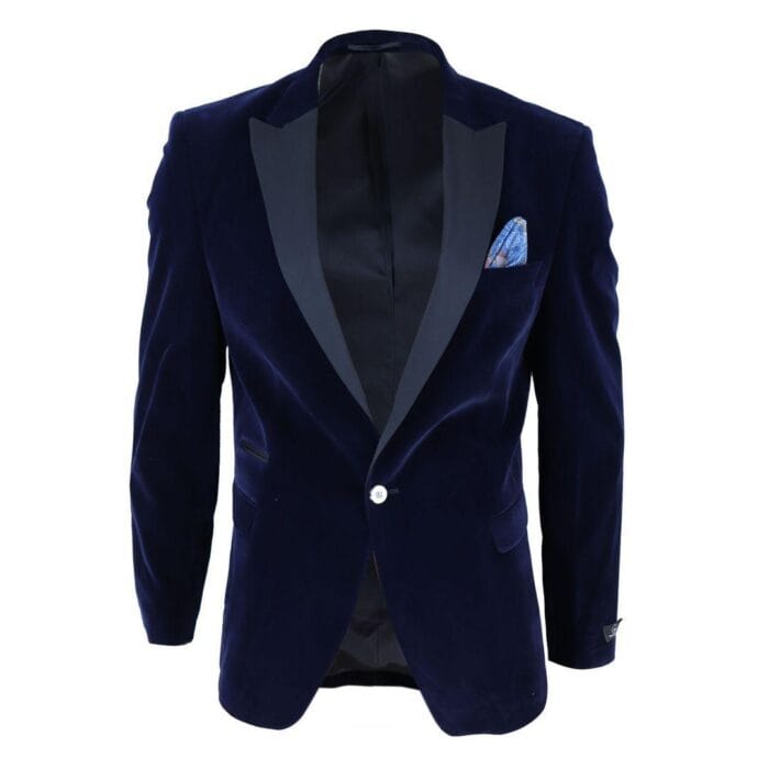 Mens Soft Velvet 1 Button Dinner Jacket Tuxedo Blazer Smart Casual Tailored Fit - Knighthood Store