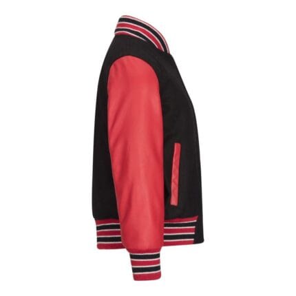 Giubbotto bomber da college per ragazzi, in vera pelle e lana, stile college, nero e bianco, vintage - Knighthood Store