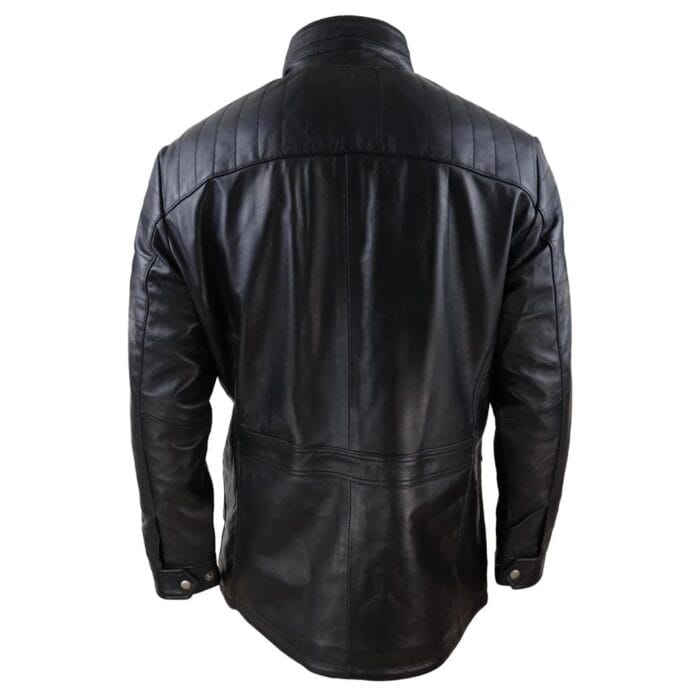 Mens 3/4 Real Leather Jacket Safari Black Brown Zipped Winter Shooting - Knighthood Store