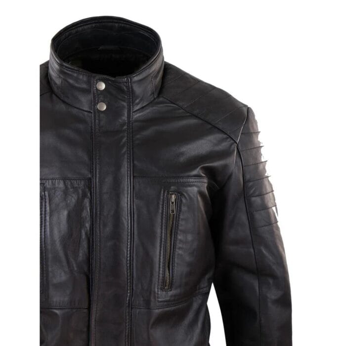 Mens 3/4 Real Leather Jacket Safari Black Brown Zipped Winter Shooting - Knighthood Store