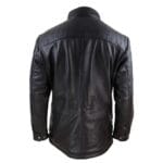 Chaqueta safari de cuero auténtico 3/4 para hombre, negra y marrón, con cremallera, para caza en invierno - Knighthood Store