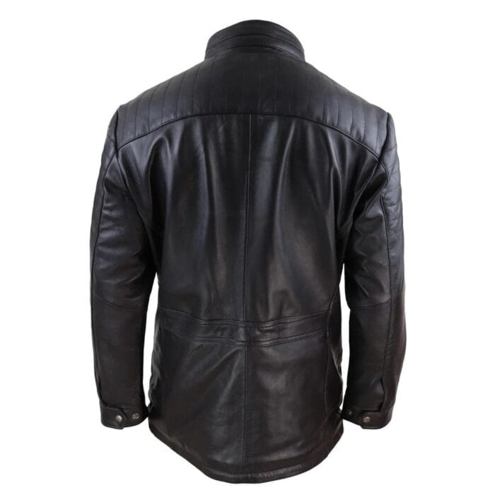 Mens 3/4 Real Leather Jacket Safari Black Brown Zipped Winter Shooting - Knighthood Store