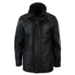 Mens 3/4 Real Leather Safari Jacket Overcoat Removable Double Zip Black Brown - Knighthood Store