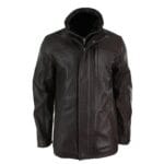 Mens 3/4 Real Leather Safari Jacket Overcoat Removable Double Zip Black Brown - Knighthood Store