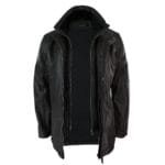 Mens 3/4 Real Leather Safari Jacket Overcoat Removable Double Zip Black Brown - Knighthood Store