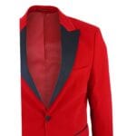 Mens Red Velvet Tuxedo Blazer Satin Peak Lapels Dinner Jacket Wedding Prom Black Tie - Knighthood Store