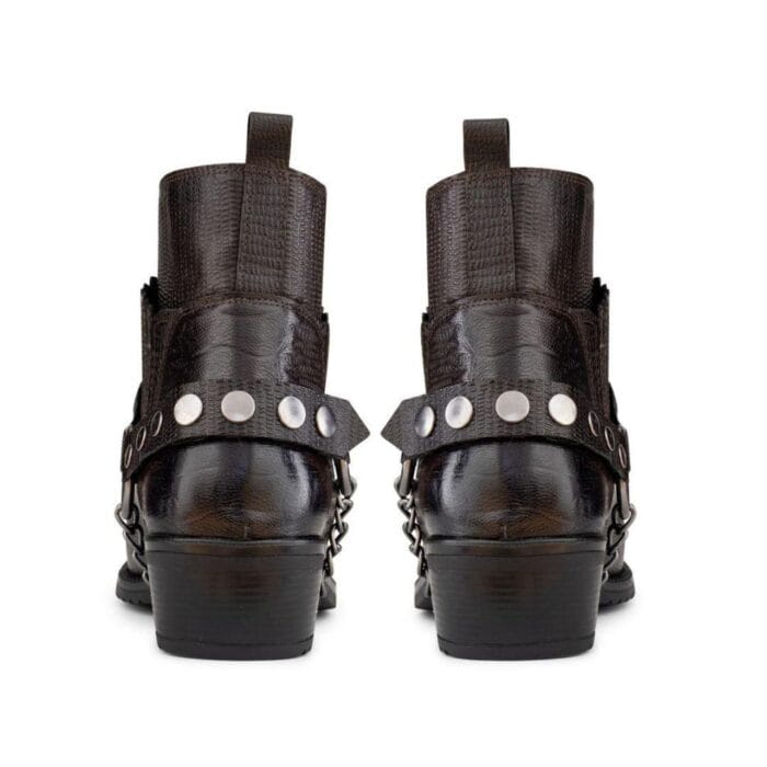 Botas vaqueras de cuero auténtico para hombre, estilo vaquero, con cadena y tacón de baile estilo western - Tienda Knighthood