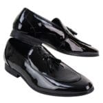 Herren Slipper mit Quaste, schwarz, glänzend, Lackleder, elegant, lässig, formell, Retro, zum Autofahren – Knighthood Store