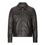 Mens Vintage Retro Jeans Jacket Style Real Leather Short Washed Biker - Knighthood Store