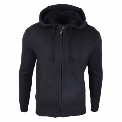 Mens Hoodie Jumper Jacket Fleece Fur Lined Top Knitted Warm Winter Casual Zipped - Knighthood Store