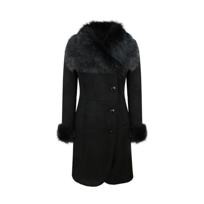 Giacca da donna in vera pelle di pecora, in pelle scamosciata con bottoni, vestibilità slim, trench lungo 3/4, stile designer - Knighthood Store