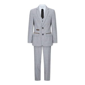 Traje de 3 piezas para niño, tweed beige crema a cuadros, estilo retro vintage, corte entallado, años 20 - Knighthood Store