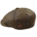 Mens 8 Panel Razor Baker Boy Hat PU Leather Blinders Newsboy Flat Cap Black Brown - Knighthood Store
